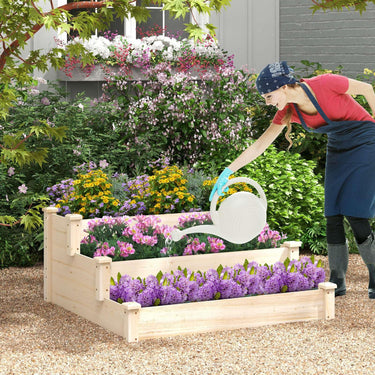 118 x 118 x 56 cm 3-Tier Wooden Raised Garden Bed