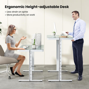 Electric Height Adjustable Standing Desk with Drawer and Outlets