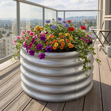 Galvanized Raised Garden Bed, Round/Rectangular Outdoor Planter Box
