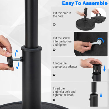 18kg Outdoor Umbrella Base, 54cm Round Table Market Umbrella Stand, Fit Umbrella Poles 38/48mm