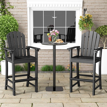 2 Pcs Outdoor Tall Adirondack Chair 77cm Seat Height, HDPE Bar Height Patio Chair with High Backrest