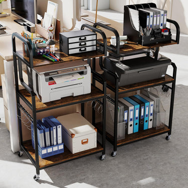 3-Tier Rolling Printer Stand with Storage Shelves for Shredder Scanner Fax