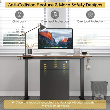 Electric Standing Desk with 3 Memory Height Settings and 2 Hanging Hook