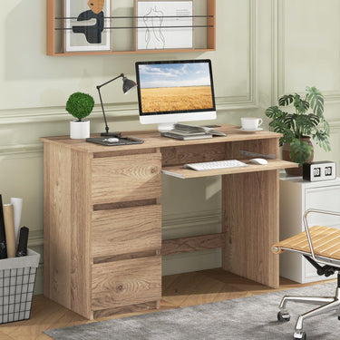 Modern Computer Desk with Power Outlet and 3 Large Drawers