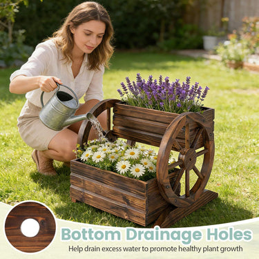 2-tier Raised Garden Bed with Drainage Holes and Wheels