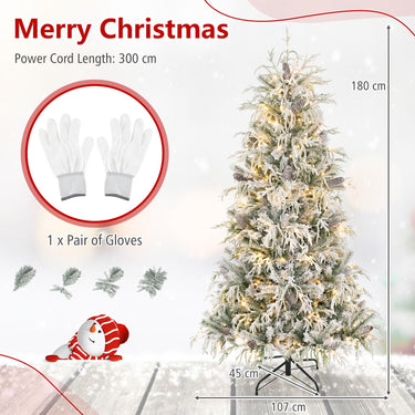 150/180cm Flocked Christmas Tree, Pre-Lit, Hinged