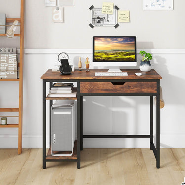 100 cm Computer Desk Computer Workstation with Drawer and Adjustable Shelf
