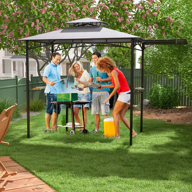 318 cm x 153 cm Outdoor BBQ Gazebo with 2 Side Shelves