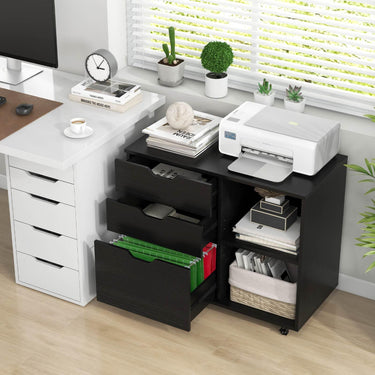 3-Drawer File Cabinet Mobile Printer Stand Cabinet with Adjustable Shelf
