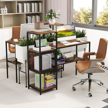 Computer Desk with Bookshelf Storage Cabinet and Shelves