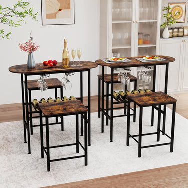 3 Piece Counter Height Table Set with Wine Rack