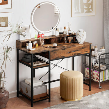 106 cm Computer Desk with Storage and 2-tier Rack