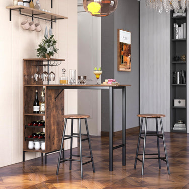 3PCS Bar Table and Chair Set, Industrial Pub Table and Stools with Wine Glass Holders