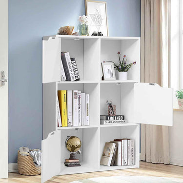 6-Cube Units Display Shelf with 3 Open Compartments and 3 Closed Compartments for Living Room/Bedroom