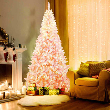2.2M Snow Flocked Christmas Tree with 1100 Branch Tips and 450 LED Lights