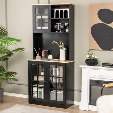 Giantex Kitchen Buffet Sideboard with Hutch, 183cm Freestanding Pantry Cabinet with Adjustable Shelf