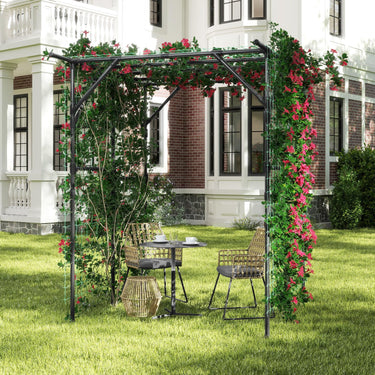 200 x 150 x 197 cm Grape Vine Support, Rustproof PE-Coated Metal Yard Lawn Arbor