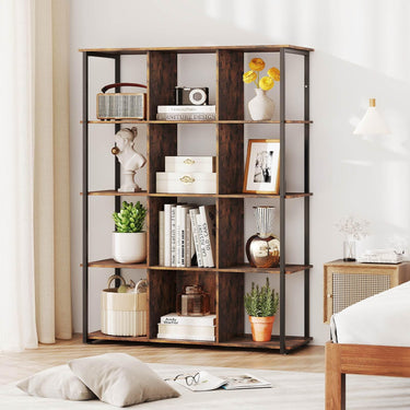 12-Cube Tall Freestanding Bookcase with 2 Anti-tipping Kits