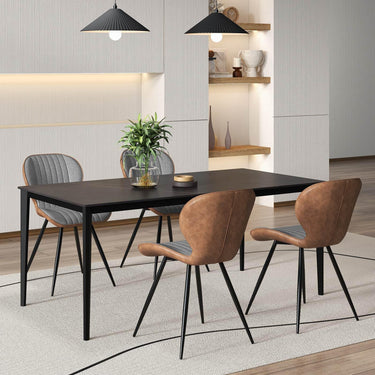 2 Set Armless Dining Chair with Curved Backrest and U-shaped Seat