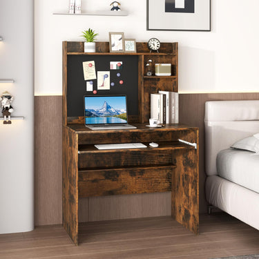 Computer Desk with Magnetic Bulletin Board and Adjustable Shelf