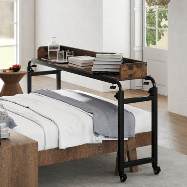 Queen Size Mobile Bed Desk with Adjustable Height and Length