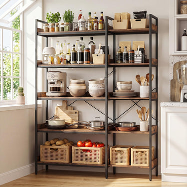 5-Tier Corner Bookshelf Convertible L-shaped Bookcase with Heavy-duty Metal Frame