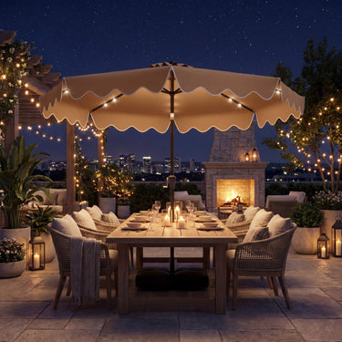 3M Solar LED Patio Umbrella with Weighted Base and Sandbags