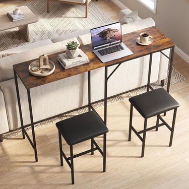 3-Piece Bar Table and Chair Set with 2 Outlets USB C for Kitchen