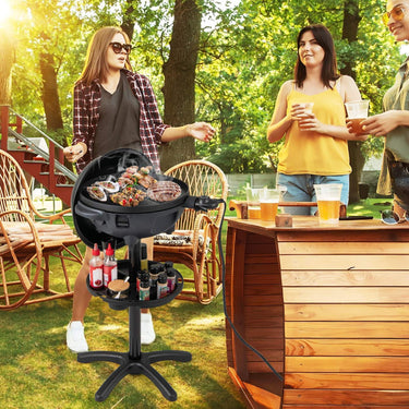 Electric BBQ Grill, 2000W Indoor Outdoor Grill w/ 2-Zone Non-Stick Grilling Plate