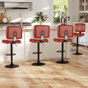 Modern Swivel Bar Stools Set of 2 with Adjustable Height and PU Leather Padded Seat