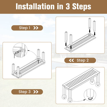 Acacia Wood Outdoor Dining Bench, Patio Rustic Wood Bench for Dining Room Entryway Poolside Garden - PatiojoyAU