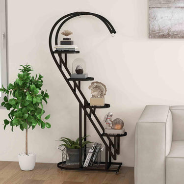 5 Tier Metal Plant Stand Heart-shaped Ladder Plant Shelf w/Hanging Hook for Multiple Plants