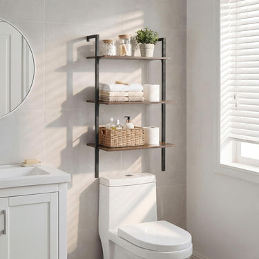 3-Tier Industrial Wall Mounted Shelves Wooden Floating Shelving Unit