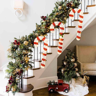 3 Pieces 80CM Pre-Lit Xmas Yard Candy Canes with 75 LED Lights