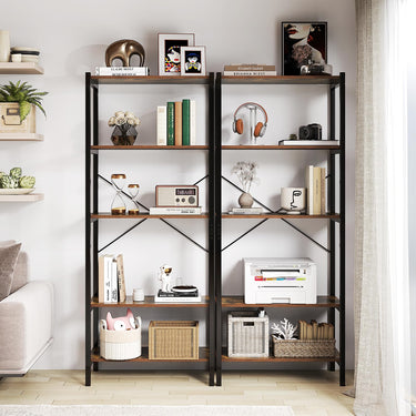 5-Tier Bookshelf Bookcase with Metal Frame and Dual Anti-Tipping Kits