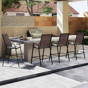 Outdoor Bar Stools Set of 2, 74 cm Fabric Bar Height Stools with Armrests