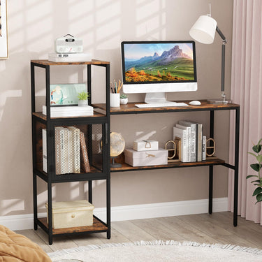 Computer Desk with Bookshelf Storage Cabinet and Shelves