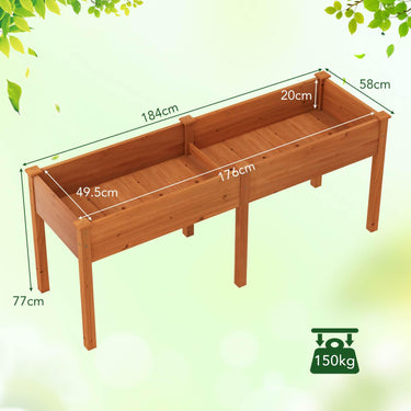 Raised Garden Bed w/Legs Elevated Planter Box w/Divider, 8 Drainage Holes