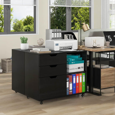 3-Drawer File Cabinet Mobile Printer Stand Cabinet with Adjustable Shelf