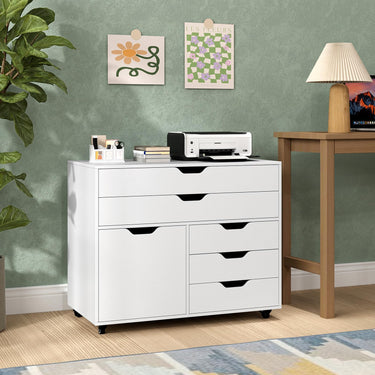 Mobile Chest of Drawers with 5 Casters and Door