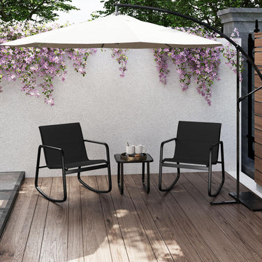 3 Piece Rocking Bistro Set, Patio Furniture Set w/ 2 Rocking Chairs