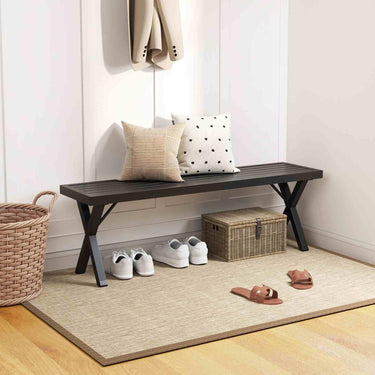 Heavy-Duty 2-Person Bench with Slatted Seat and X Legs