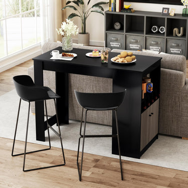 120cm Bar Table with Storage Cabinet Kitchen Counter Height Dining Table