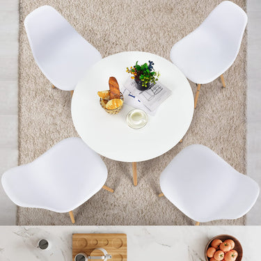 5 PCS Dining Table Set with Solid Wood Leg and Reinforced Metal Frame for Kitchen/Dining Room