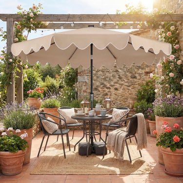 2.7M Solar Patio Umbrella with 32 LED Lights, Weighed Base