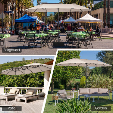 15FT Double Sided Patio Umbrella for Residential & Commercial Use