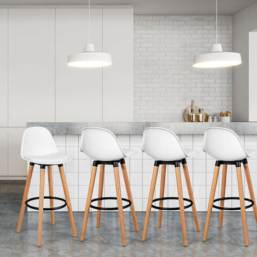 2Pcs PU Leather Bar Stools with Round Metal Footrest