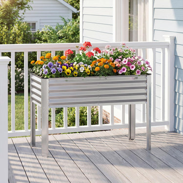 Galvanized Raised Garden Bed with Legs, Metal Elevated Planter Box for Gardening Vegetables, Flowers