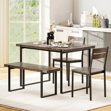 4-Piece Dining Table Set for 4 with Metal Frame