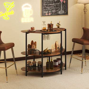 3 Tier Corner Bar Table with Wine Glasses Holder and Proper Height